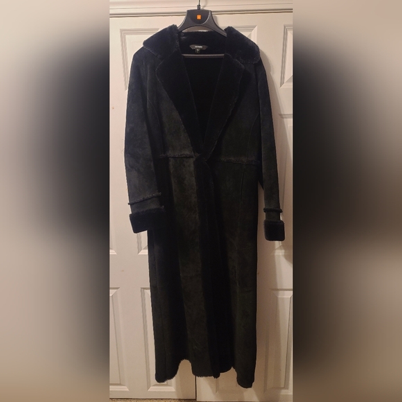 Express Jackets & Blazers - Express, Elegant Black Long Suede Coat, Size Large